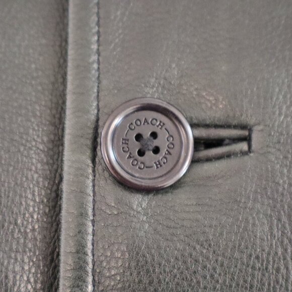 Coach Mens Black Leather Coat Jacket with Wool Zip Out Liner Size Large Heavy - Picture 7 of 16